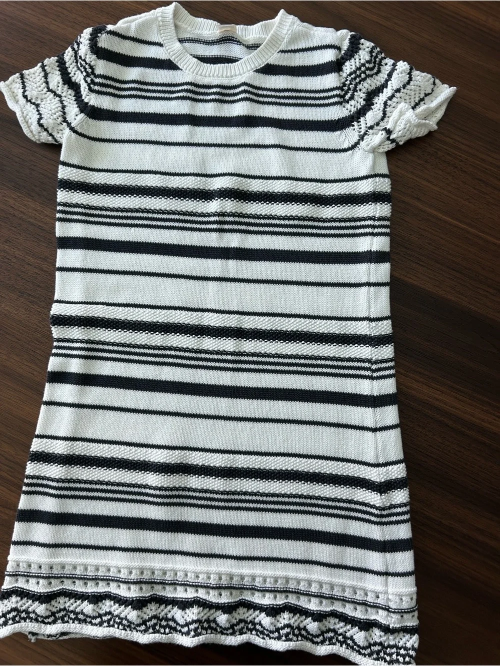 OshKosh B'gosh Girls Size 14 Striped Cotton Knit Crochet Sweater Dress